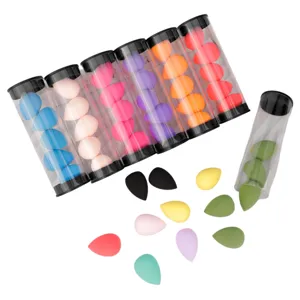 Mini makeup sponge set beauty blender blending puff in clear tubes dry wet use cosmetic