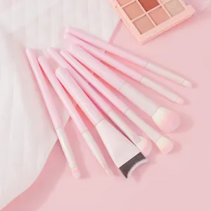 Set di 8 pennelli trucco rosa pesca setole morbide pennello per fondotinta ombretto vista principale