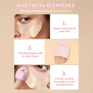Mini finger powder puff makeup sponge for professional facial concealer application tools.