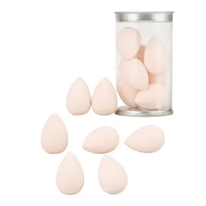 Mini makeup sponge set teardrop blender with clear plastic storage cylinder container
