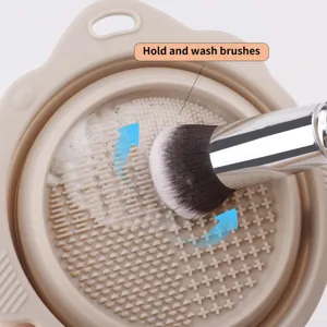 Siliconen make-up kwast reinigingsmat detail, getextureerde mat voor grondige was.