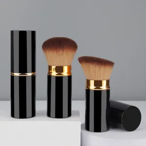 Portable Retractable Makeup Brush Large Soft Synthetic Fiber Powder Blush Brush Black Gold Professional Cosmetic Tool