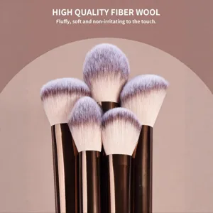 Professional makeup brush set with soft fiber wool and brown aluminum ferrule for flawless.