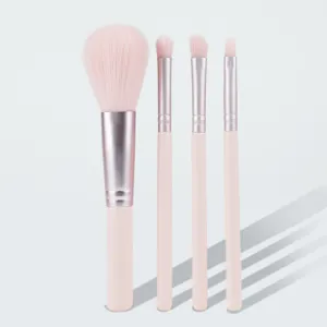 Pink Makeup Brush Set Synthetic Fiber Wooden Handle Cosmetic Powder Eyeshadow Brushes Portable Beauty Tools For Women Daily Travel