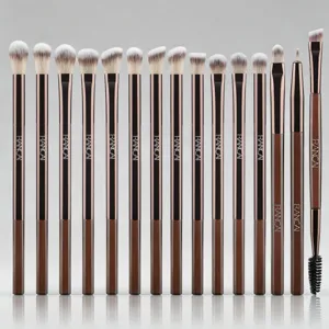 Professional Eyeshadow Makeup Brushes Set Coffee Brown Transparent Handle Eye Blending Shader Crease Detail Beauty Tools For Women Daily Travel Bag
