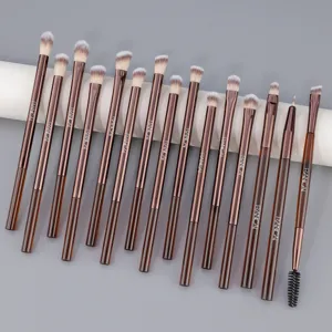 Professional 15-piece brown eyeshadow makeup brush set, soft blending and detailed brushes.