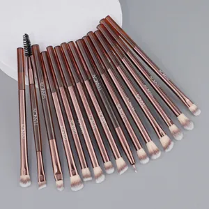 15-piece coffee eyeshadow brush set professional blending makeup brushes soft synthetic bristles