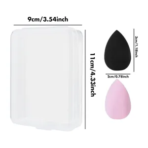 Portable mini makeup sponge set with clear storage box, teardrop cosmetic puff for flawless blending.