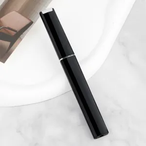 Detailed view of the sleek black portable storage ABS tube with silver trim, premium surface.