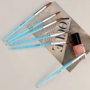 6 Stk. Kristall Nagelpinsel Detailansicht, transparente Strass-Griffe für Acryl-Malerei.