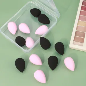 Mini makeup sponge set, teardrop shape, dry and wet use, portable storage box included.