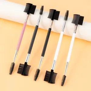 Pincel de cejas de doble punta y cepillo de pestañas, herramienta de maquillaje profesional.
