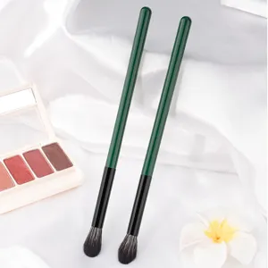 Professional flame makeup brush green handle highlighter brush soft cosmetic tool detail