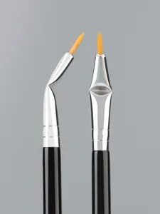 Detail eyeliner brush with bent metal ferrule for precise application, perfect for lower lash line.