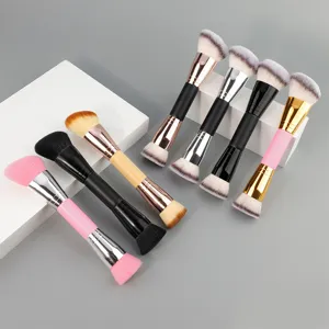 Set de pinceaux de maquillage double embout, pinceau fond de teint et fard à joues très doux.