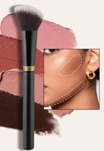 Professional angled contour makeup brush with soft bristles for precise facial sculpting.