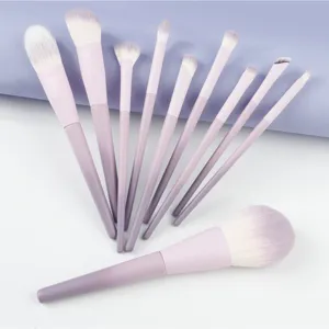 10 stuks paarse verloop make-up kwasten set zachte synthetische haar poeder oogschaduw