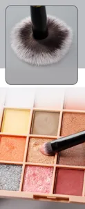 Professional makeup brush set with colorful eyeshadow palette for smooth application and blending.