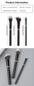 3 pcs makeup brush set with wooden handle soft fiber hair professional beauty tools