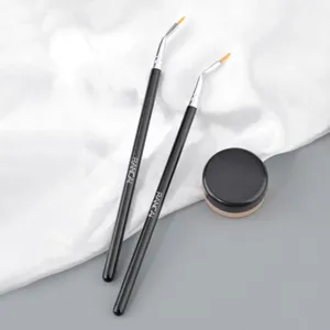 Angled eyeliner makeup brush set with fine tip detail concealer brush and cream pot container