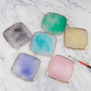 Square resin nail art palette stone color mixing plate display board for manicure tools