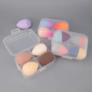 Makeup sponge set with storage case, soft beauty blender, dry and wet dual use blending sponge.