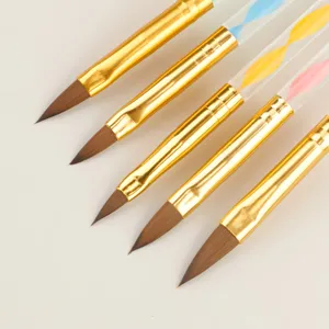 5-Piece Crystal Handle Nail Art Brush Set Detail View, Professional UV Gel Painting and Drawing Brushes