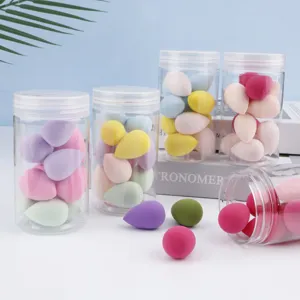 Mini make-up sponsjes in doorzichtige potjes, 12 stuks zachte blender eieren voor vloeibare foundation.