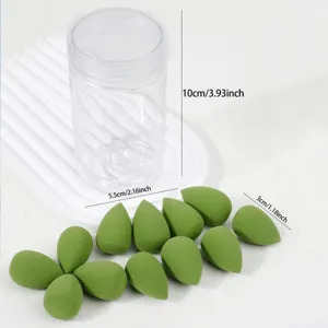 12 stuks mini make-up sponsjes set met opbergdoos, zachte druppel blender voor egalere foundation.