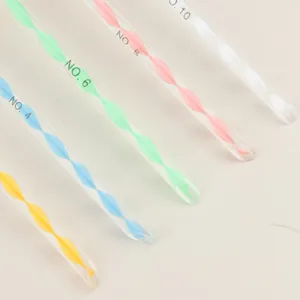 Set of 5 crystal handle nail art brushes with colorful spiral inner core for painting lines.