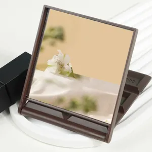 Specchio per trucco pieghevole quadrato in cioccolato portatile specchio cosmetico marrone
