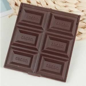 Specchio da trucco pieghevole a forma di cioccolato, piccolo specchietto tascabile portatile.