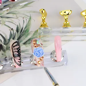 Magnetische nagel oefenstandaard acryl basis set met display houders voor nail art.