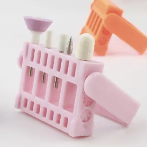 Supporto di memorizzazione per punte per trapano per unghie rosa a 16 fori organizer da scrivania.