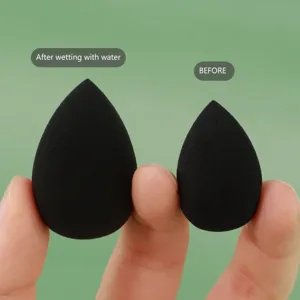 Black makeup sponge teardrop beauty blender wet and dry use cosmetic puff tools