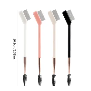 Pennello per ciglia e sopracciglia a doppia punta con pettine in acciaio inox 16.2cm.