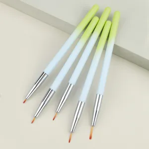 Set of 5 gradient nail art brushes for fine lines, painting, and gel application. Perfect tools.