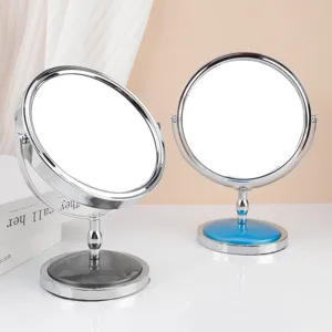 Specchio da Trucco da Scrivania Bifacciale ad Alta Definizione in Acciaio Inossidabile Specchio Rotondo Ingranditore con Rotazione Specchio da Tavolo per Casa Camera da Letto