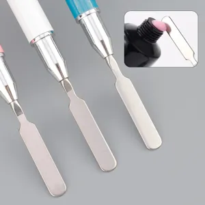 Dual ended nail art spatula tool stainless steel gel mixing pen manicure brush applicator