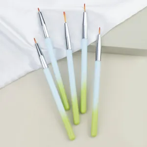 5pcs gradient nail art brushes set for fine lines, painting, and UV gel detailing design.