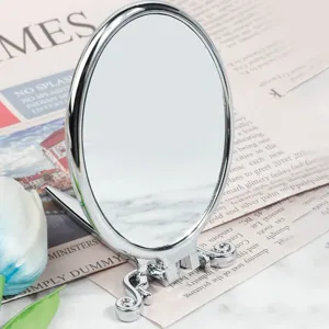 Tragbarer Klapp-Schminkspiegel, Tisch-Kosmetikspiegel mit Standfuß für klares Make-up.