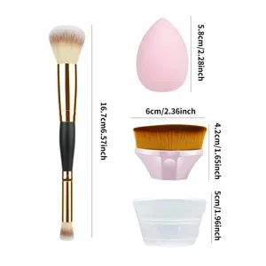 Professional makeup brush set with beauty sponge and foundation brush, ideal for daily makeup.