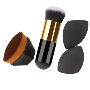 Professionelles 4-teiliges Make-up-Pinsel und Schwamm-Set für makelloses Make-up.