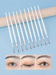 10-piece fine eyeliner brush set white handle angled detail makeup brushes for precise eyes