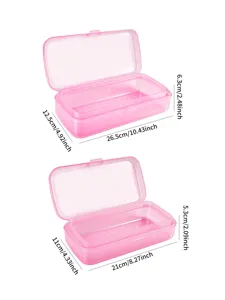 Scatola di disinfezione per unghie in plastica rosa con filtro e dettagli di dimensioni.