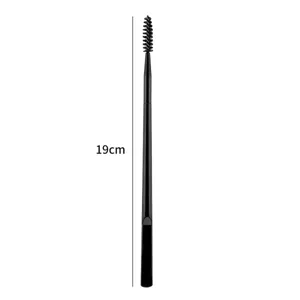 Professional black double-headed eyebrow brush and mascara spoolie tool, length 19cm.