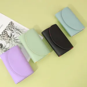 Bunte PU Leder Schlüsseltasche minimalistische tragbare kleine Geldbörse Kartenetui stilvoll