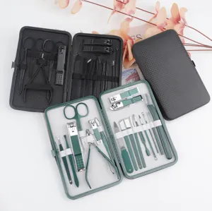 Edelstahl Maniküre Set professionelle Nagelknipser Pflege Werkzeuge tragbare Reisebox.