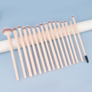 16-piece makeup brush set with skin-colored handles, professional eye shadow and concealer brushes.