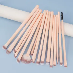 16-piece nude makeup brush set with soft bristles, perfect for eye shadow and face detailing.